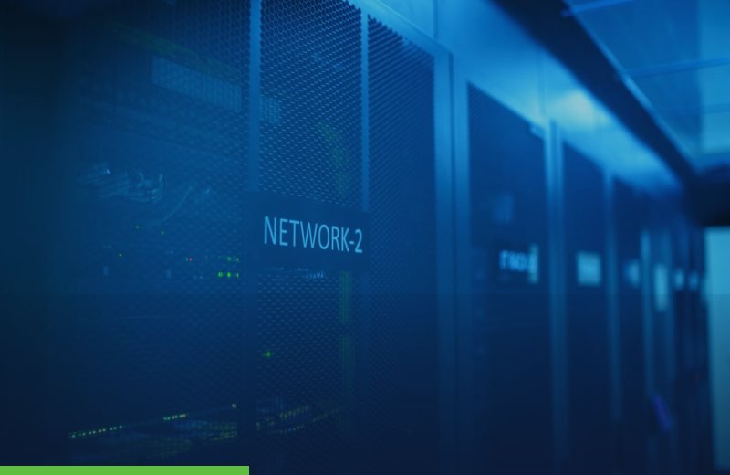 Network rack in a server room