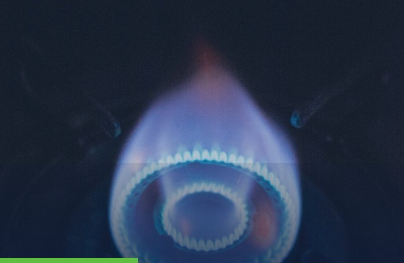 Blue flame on a gas burner